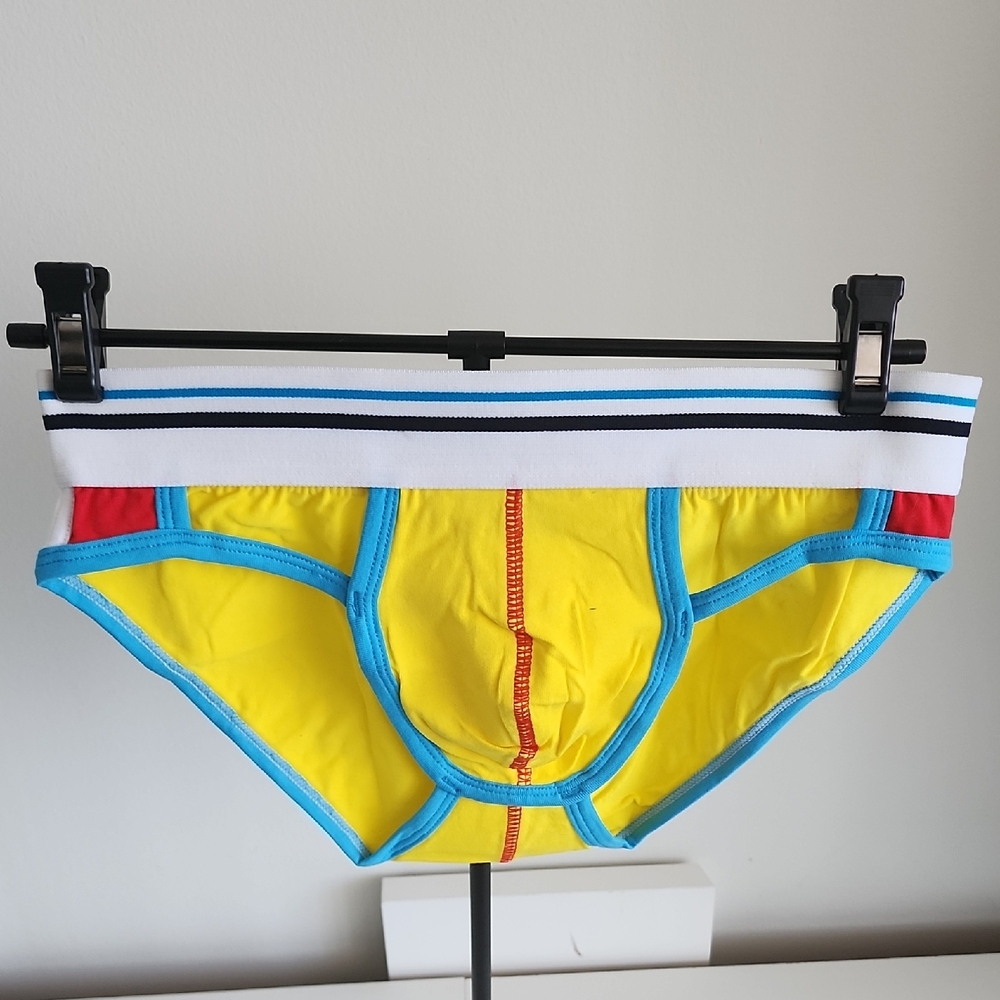 Colorful Men's Briefs with Blue Trim